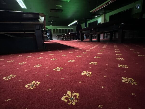 Axminster carpet in Shirley Social Club snooker hall