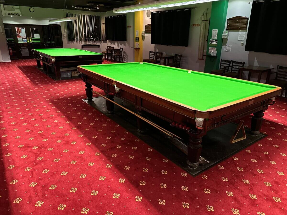 Snooker table at Shirley social club
