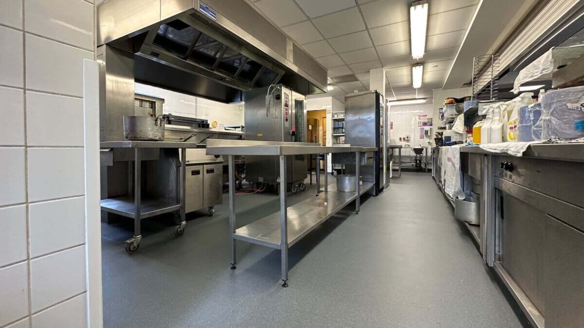 Finished safety flooring for the commercial kitchens at Wheelers Lane