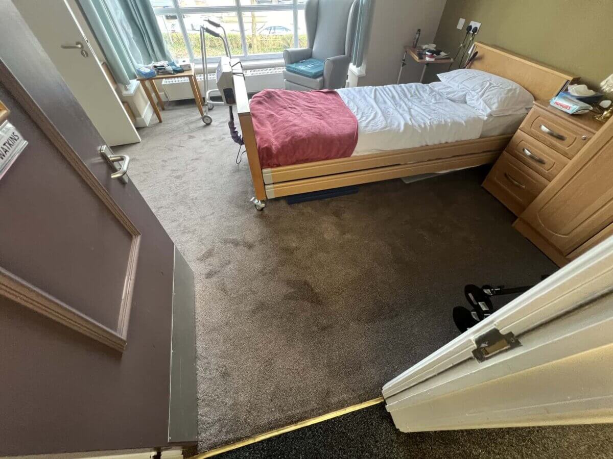 New carpet in a care home bedroom