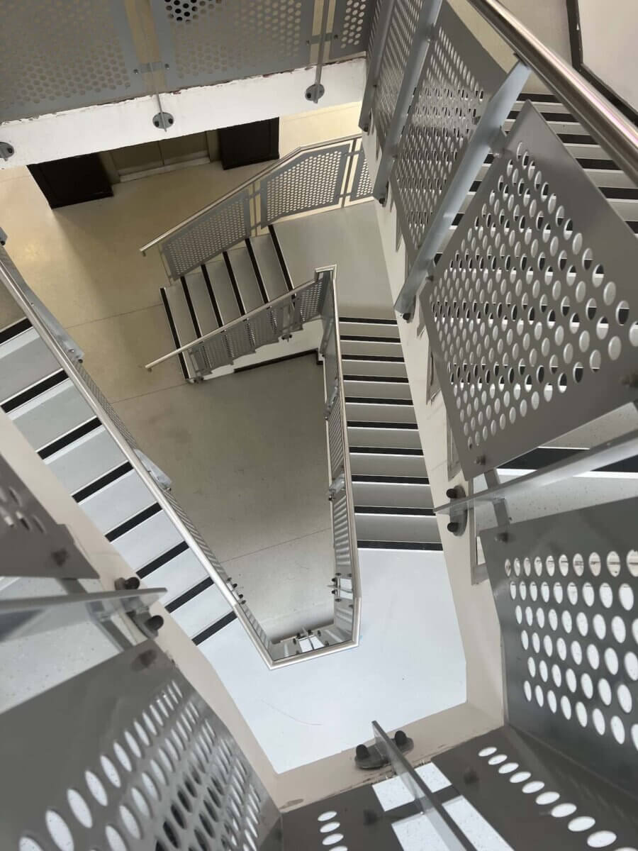 Commercial staircase with nosings