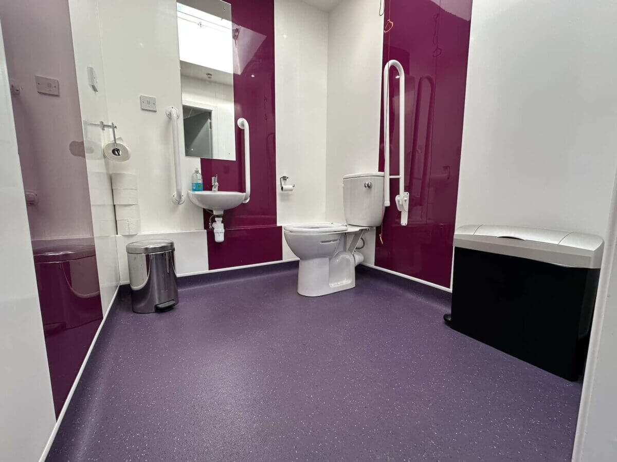 FLR office toilets with safety flooring and wall cladding