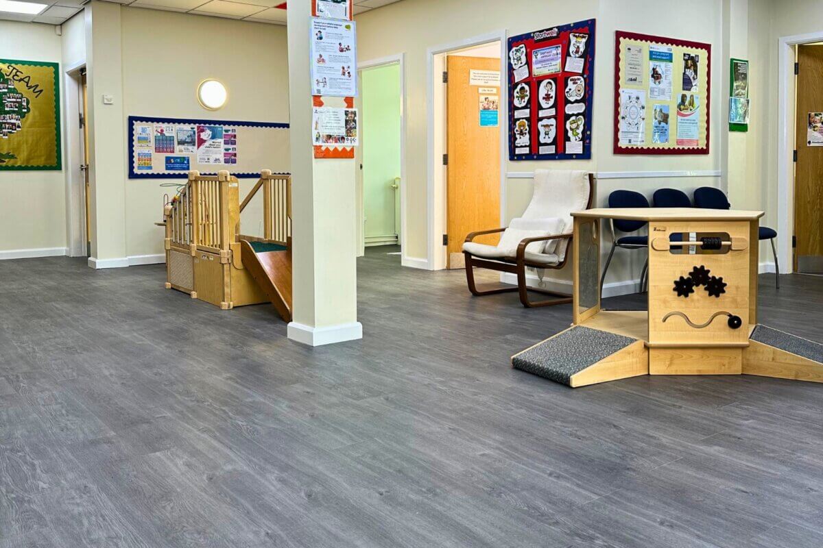 Interior shot of vinyl tiles down at Springfield Church's community centre